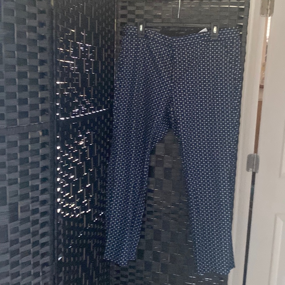 BNWT Banana Republic Reegan slacks navy with white & royal blue design women 14p